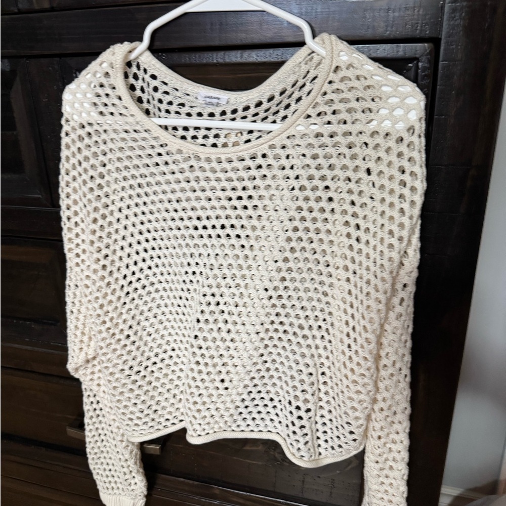 Cream Open-Knit Women's Sweater